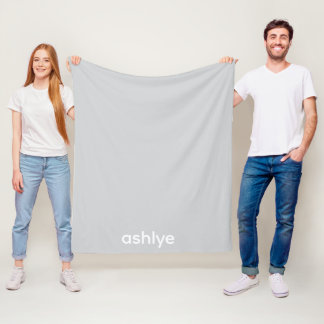 SIMPLE STYLISH CUSTOMIZED NAME LIGHT GREY FLEECE BLANKET