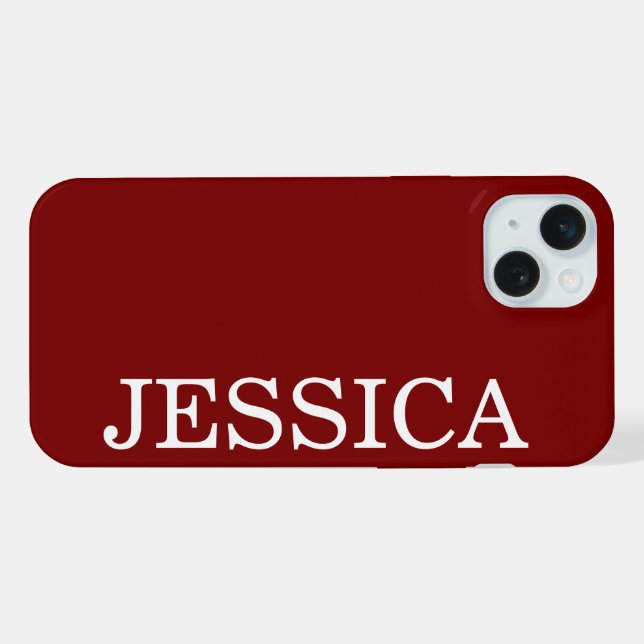 SIMPLE STYLISH CUSTOMIZED NAME MODERN DEEP RED iPhone CASE (Back Horizontal)