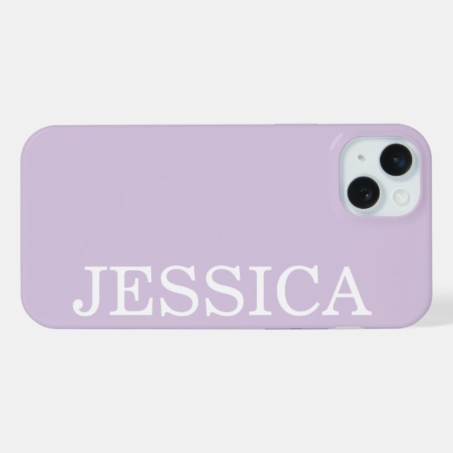 SIMPLE STYLISH CUSTOMIZED NAME MODERN PALE PURPLE iPhone CASE (Back Horizontal)