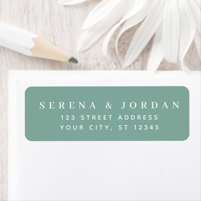 SIMPLE STYLISH CUSTOMIZED WEDDING TEAL ADDRESS LABEL (Insitu)