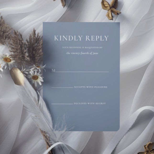 Simple Stylish Dusty Blue Monogram Formal Wedding RSVP Card (Simple Stylish Dusty Blue Monogram Formal Wedding RSVP Card)