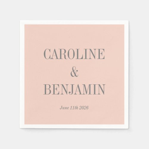 Simple Stylish Elegant Blush Gray Custom Wedding Napkins