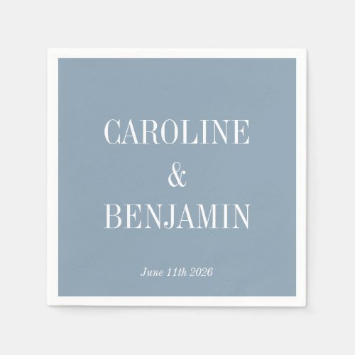 Simple Stylish Elegant Dusty Blue Custom Wedding Napkins