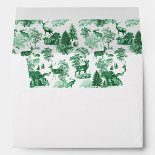 Simple Stylish Elegant Green Country Toile Deer Envelope