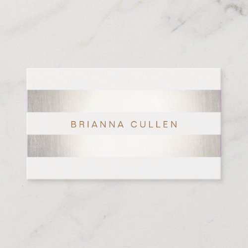 Simple Stylish Striped FAUX  Silver Elegant Business Cards