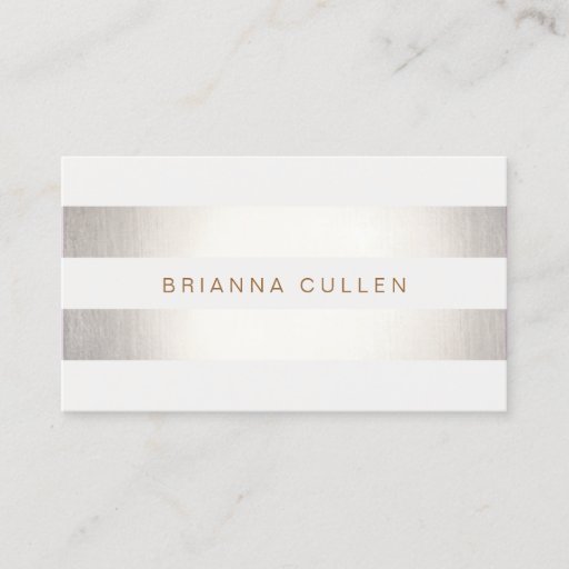 Customizable Simple Stylish Striped FAUX  Silver Elegant Business Cards