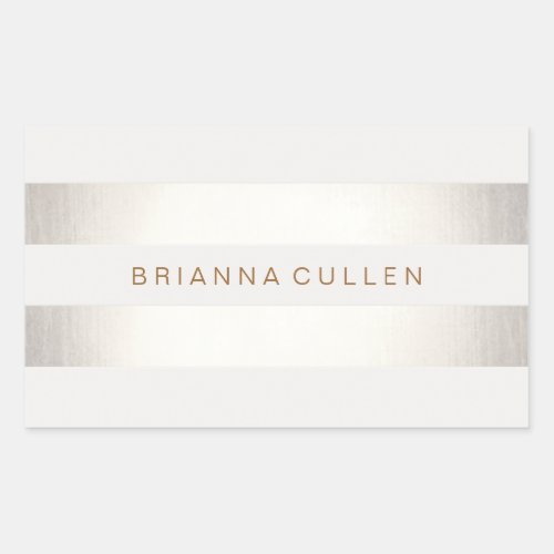 Simple Stylish FAUX Silver and White Striped Rectangular Sticker
