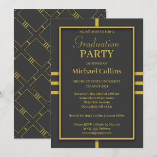 Simple Stylish Gold Border Invitation