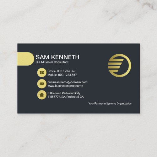 Simple Stylish Gold Buttons Tab CEO Founder Business Card