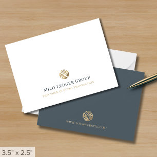 Simple Stylish Gold Logo Note Card