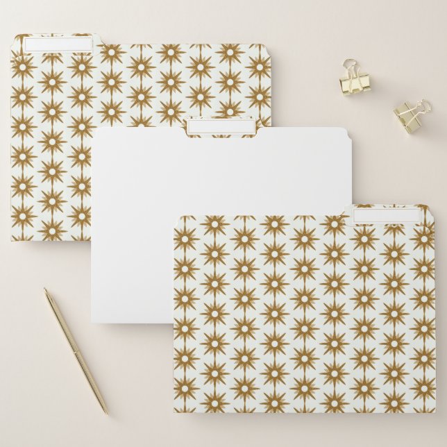 Simple Stylish Gold Starburst Pattern File Folder (Set)