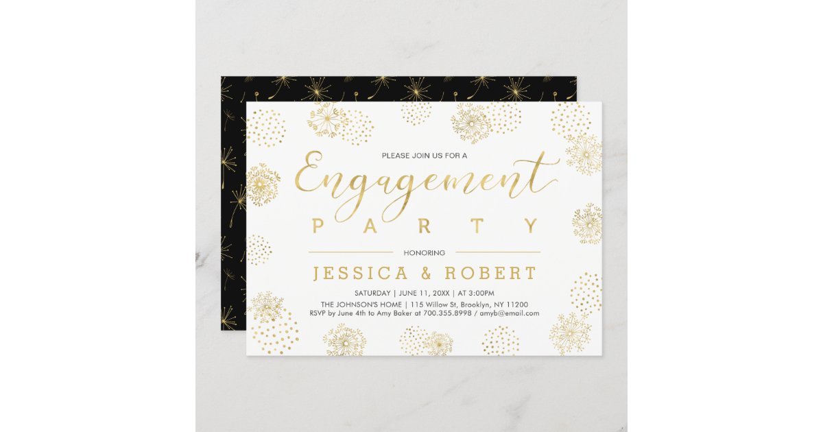 Simple Stylish Gold Wedding Engagement Party Invitation | Zazzle