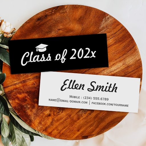 Customizable Simple Stylish Graduation Name Card Insert Card Double-Sided Mini Business Cards (Pack Of 20)