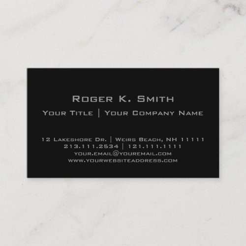 Simple Stylish Gray on Black Customizable Pro Business Card