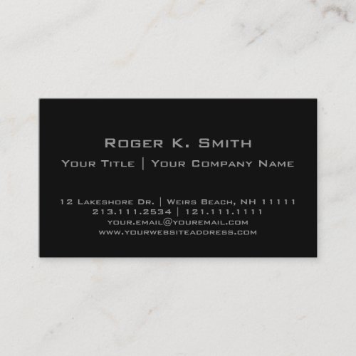 Simple Stylish Gray on Black Customizable Pro Business Cards