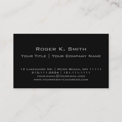 Customizable Simple Stylish Gray on Black Customizable Pro Business Cards