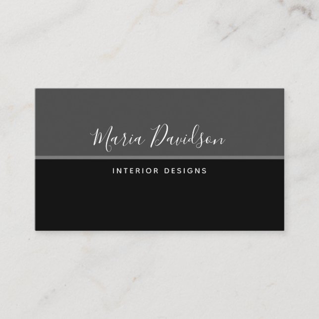 Simple Stylish Half Grey Half Black Signature Business Card (Front)