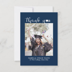 Simple Stylish Heart Calligraphy Script Graduation Thank You Card