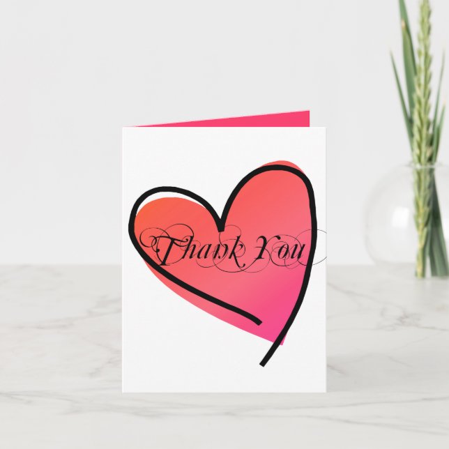 Simple Stylish Heart Wedding Thank You (Front)