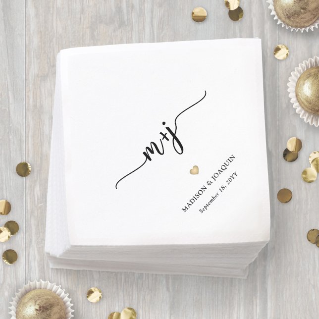 Simple Stylish Initials Modern Monogrammed Wedding Napkins (Creator Uploaded)