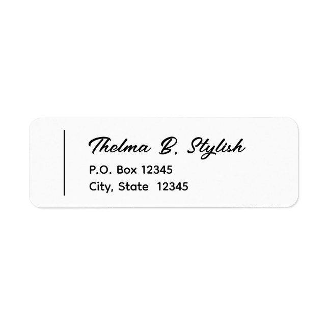Simple Stylish Left Aligned Return Address Label (Front)