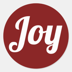 Simple Stylish Minimal Cherry Red Joy Merry Xmas Classic Round Sticker