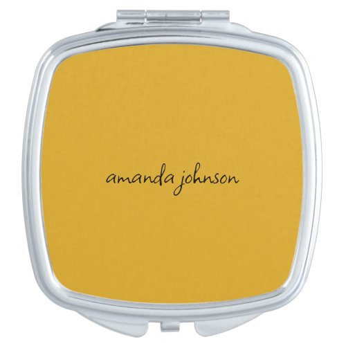 Simple Stylish Minimal Monogram Mustard Yellow Compact Mirror
