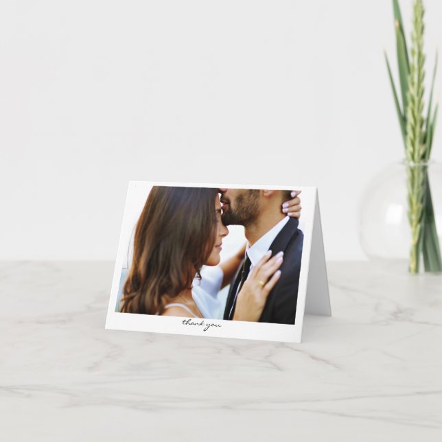 Simple Stylish Minimalist Custom Photo Thank You Card (Front)