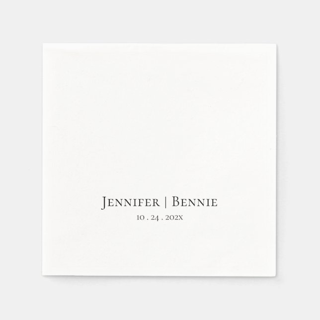 Simple Stylish Modern Chic Minimalist Wedding Napkins (Front)