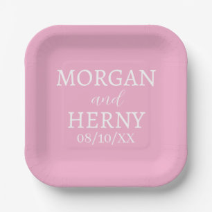 SIMPLE STYLISH MODERN CLASSIC WEDDING NAME PAPER PLATES