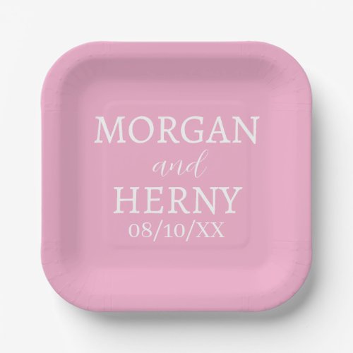 SIMPLE STYLISH MODERN CLASSIC WEDDING NAME PAPER PLATES