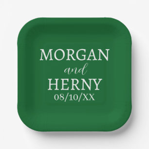 SIMPLE STYLISH MODERN CLASSIC WEDDING NAME PAPER PLATES