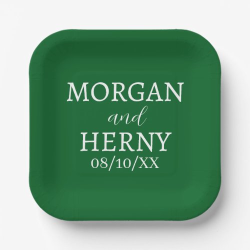 SIMPLE STYLISH MODERN CLASSIC WEDDING NAME PAPER PLATES