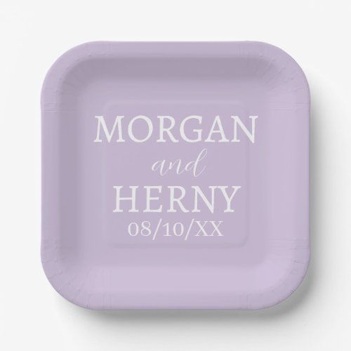 SIMPLE STYLISH MODERN CLASSIC WEDDING NAME PAPER PLATES