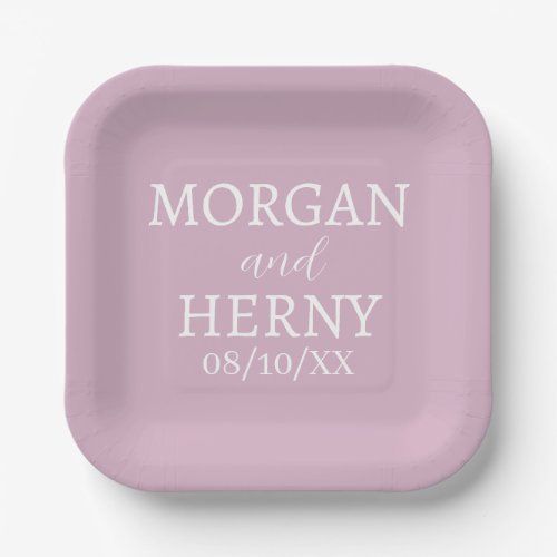 SIMPLE STYLISH MODERN CLASSIC WEDDING NAME PAPER PLATES