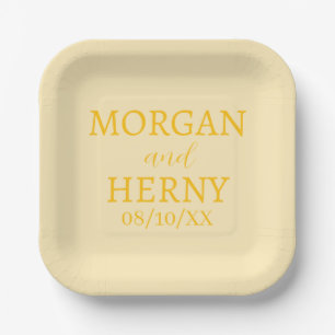 SIMPLE STYLISH MODERN CLASSIC WEDDING NAME PAPER PLATES