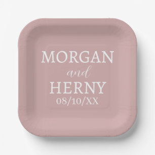 SIMPLE STYLISH MODERN CLASSIC WEDDING NAME PAPER PLATES