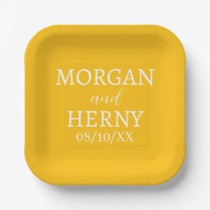 SIMPLE STYLISH MODERN CLASSIC WEDDING NAME PAPER PLATES