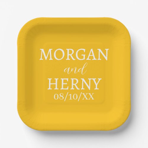 SIMPLE STYLISH MODERN CLASSIC WEDDING NAME PAPER PLATES