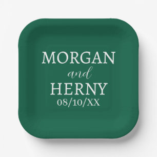 SIMPLE STYLISH MODERN CLASSIC WEDDING NAME PAPER PLATES