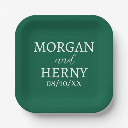 SIMPLE STYLISH MODERN CLASSIC WEDDING NAME PAPER PLATES