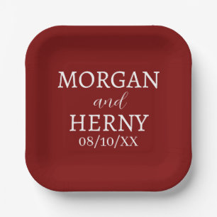 SIMPLE STYLISH MODERN CLASSIC WEDDING NAME PAPER PLATES