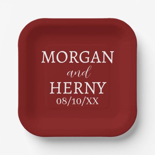 SIMPLE STYLISH MODERN CLASSIC WEDDING NAME PAPER PLATES
