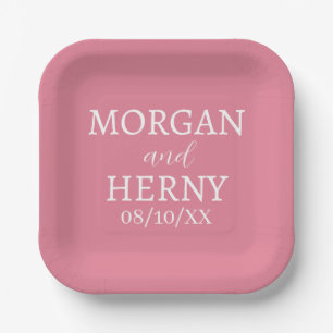 SIMPLE STYLISH MODERN CLASSIC WEDDING NAME PAPER PLATES