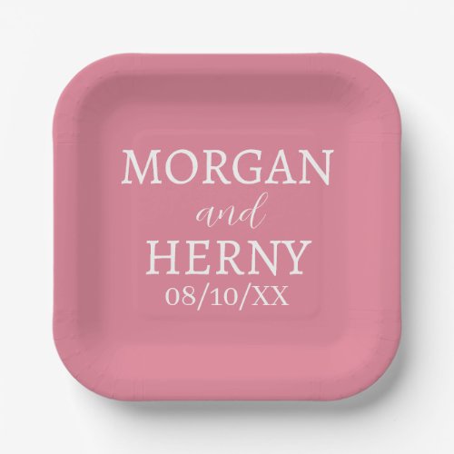SIMPLE STYLISH MODERN CLASSIC WEDDING NAME PAPER PLATES