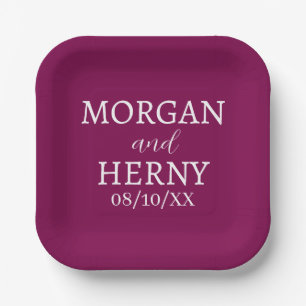 SIMPLE STYLISH MODERN CLASSIC WEDDING NAME PAPER PLATES