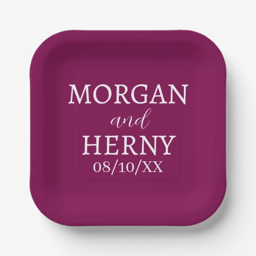 SIMPLE STYLISH MODERN CLASSIC WEDDING NAME PAPER PLATES