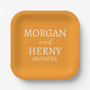 SIMPLE STYLISH MODERN CLASSIC WEDDING NAME PAPER PLATES