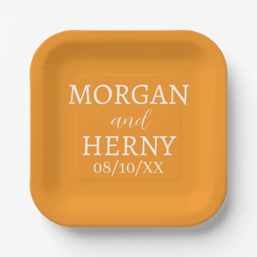 SIMPLE STYLISH MODERN CLASSIC WEDDING NAME PAPER PLATES