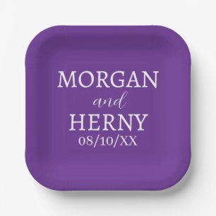 SIMPLE STYLISH MODERN CLASSIC WEDDING NAME PAPER PLATES